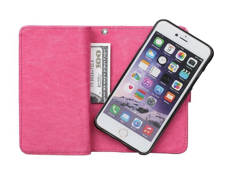 Iphone 7 double wallet leather case detachable
