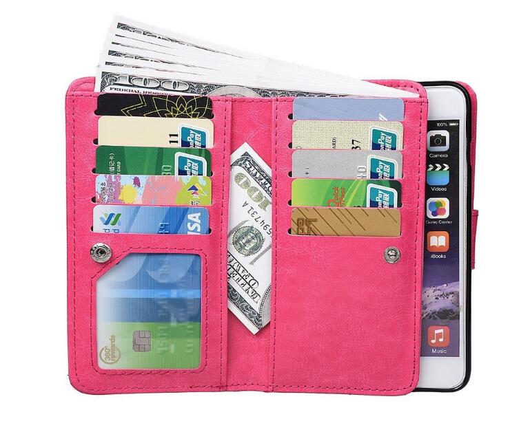 Iphone 7 double wallet leather case detachable