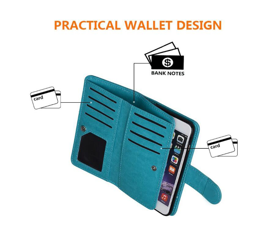 Iphone 7 double wallet leather case detachable Iphone 7 double wallet leather case detachable
