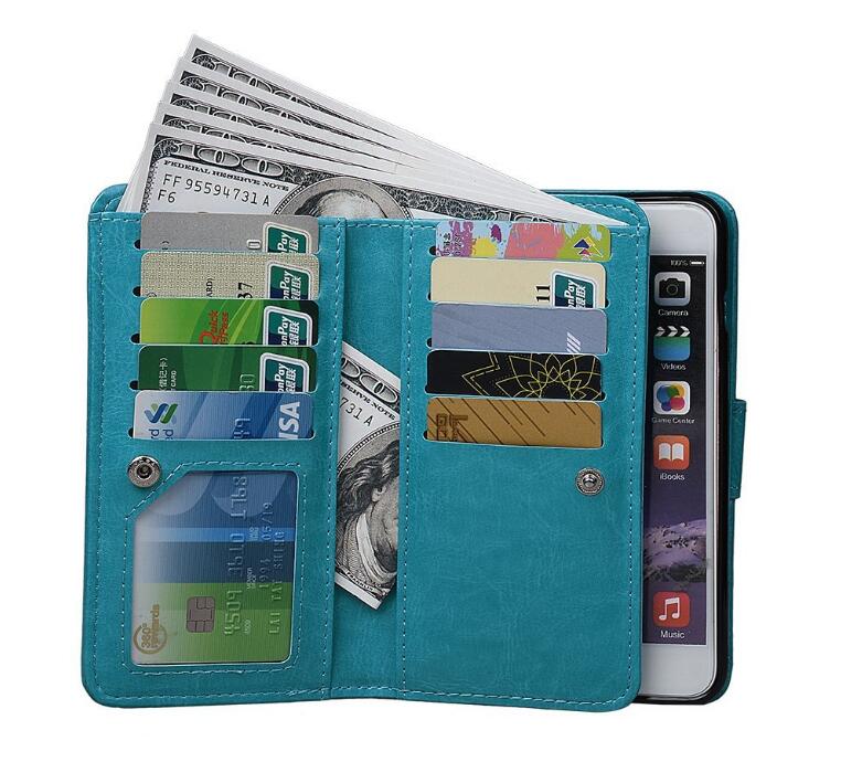 Iphone 7 double wallet leather case detachable Iphone 7 double wallet leather case detachable