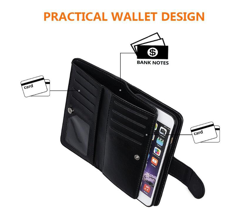 Iphone 7 double wallet leather case detachable Iphone 7 double wallet leather case detachable