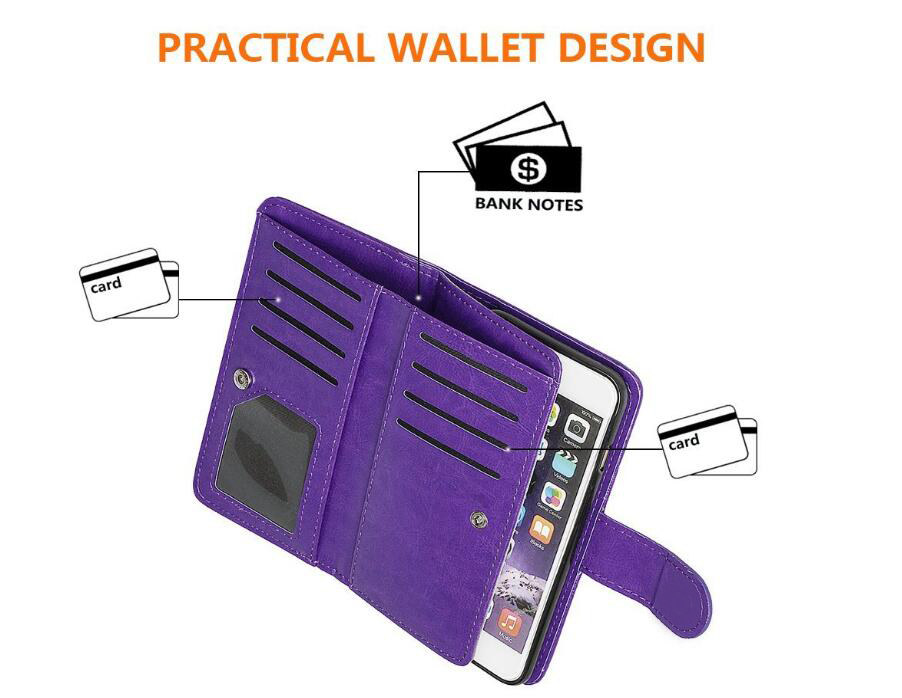 Iphone 7 double wallet leather case detachable Iphone 7 double wallet leather case detachable