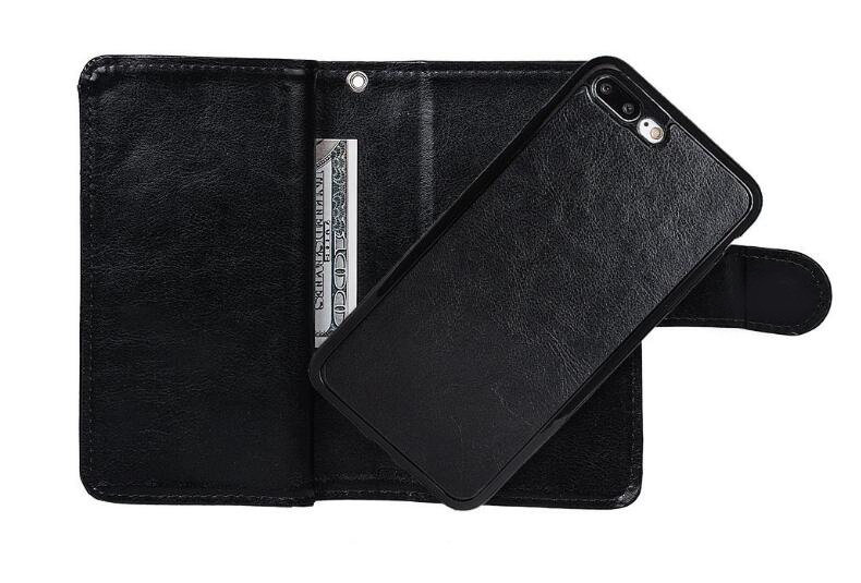 Iphone 7 plus double wallet leather case detachable