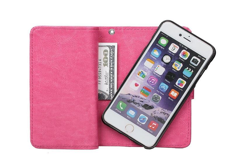 Iphone 7 plus double wallet leather case detachable Iphone 7 plus double wallet leather case detachable