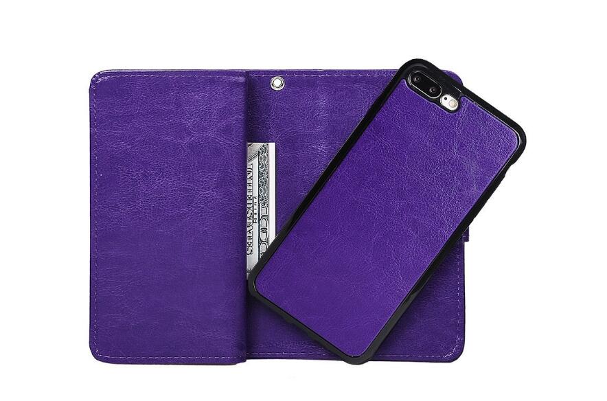 Iphone 7 plus double wallet leather case detachable