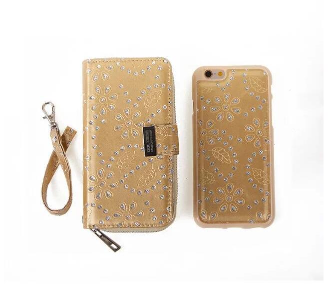 iphone 6 6s plus bling leather wallet case detachable zip