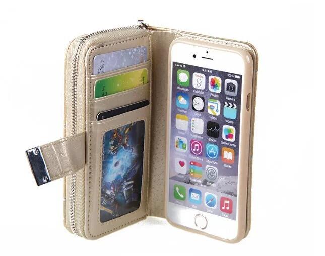 iphone 6 6s plus bling leather wallet case detachable zip