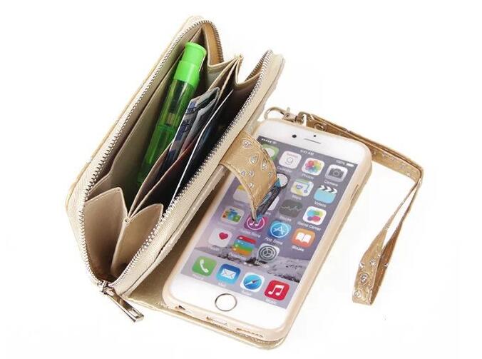 iphone 6 6s plus bling leather wallet case detachable zip