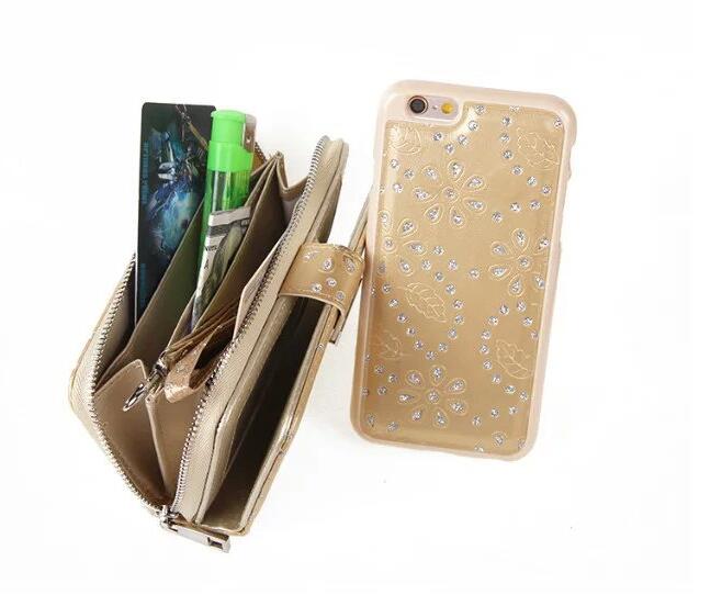 iphone 6 6s plus bling leather wallet case detachable zip