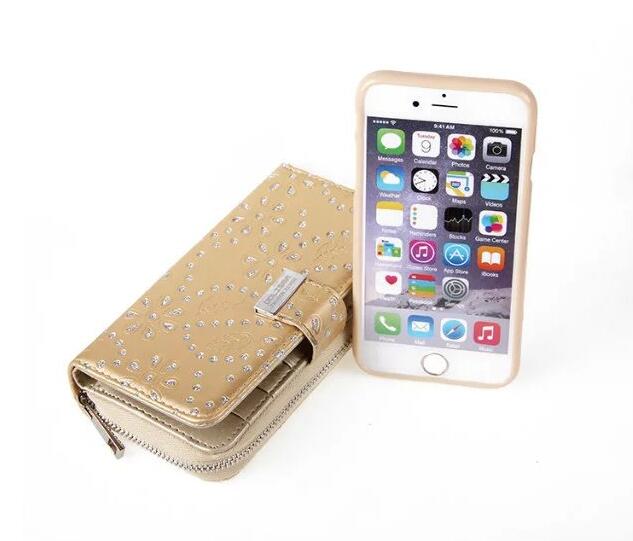 iphone 6 6s plus bling leather wallet case detachable zip