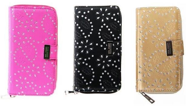 Galaxy s7 edge bling leather wallet case detachable zip