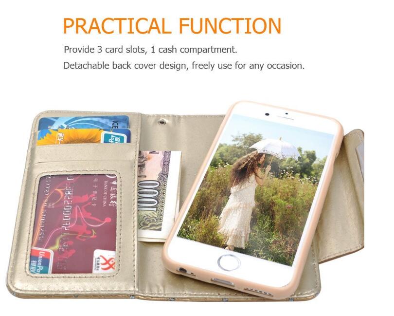 iphone 6 6s plus bling leather wallet case detachable