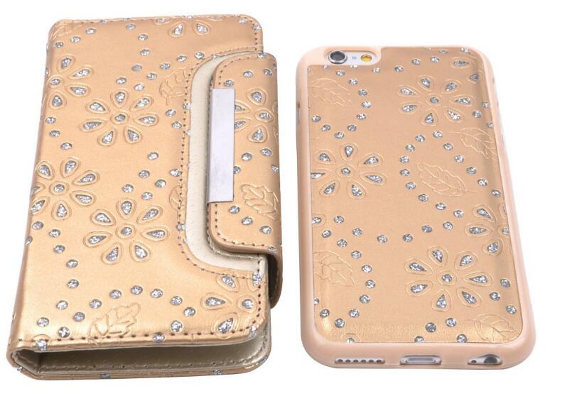 iphone 6 6s plus bling leather wallet case detachable
