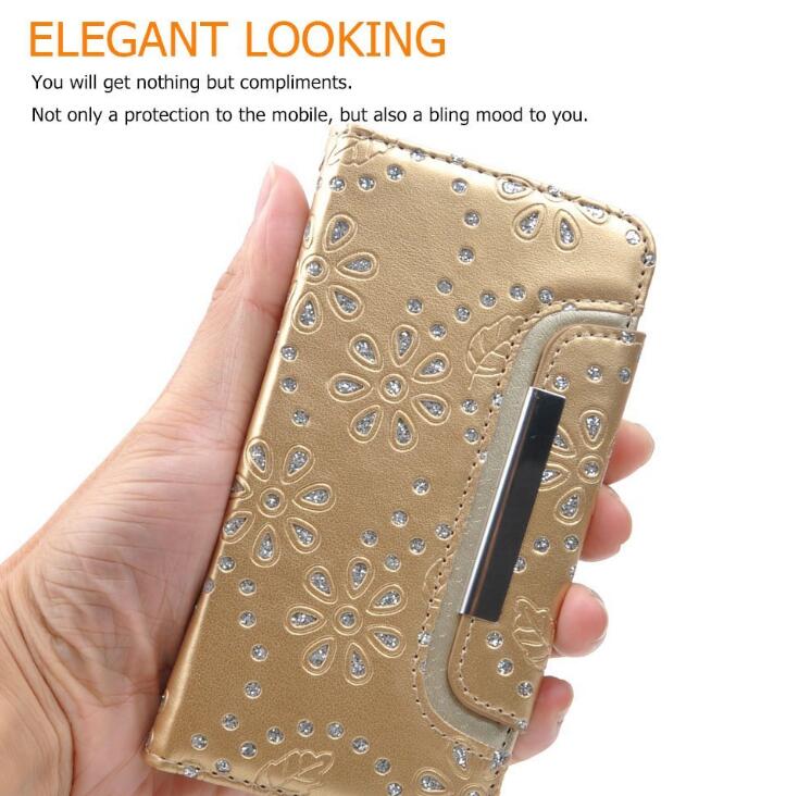 iphone 6 6s plus bling leather wallet case detachable