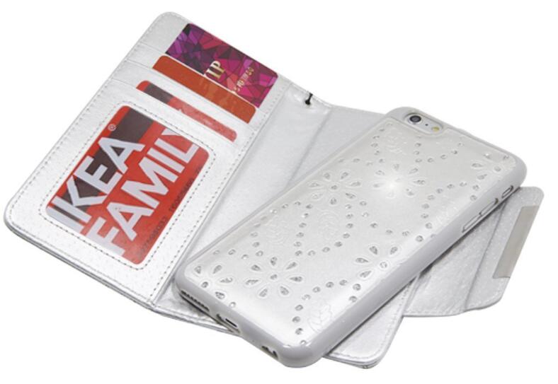 iphone 6 6s plus bling leather wallet case detachable