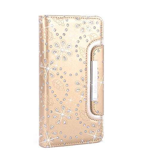 Galaxy s6 bling leather wallet case detachable
