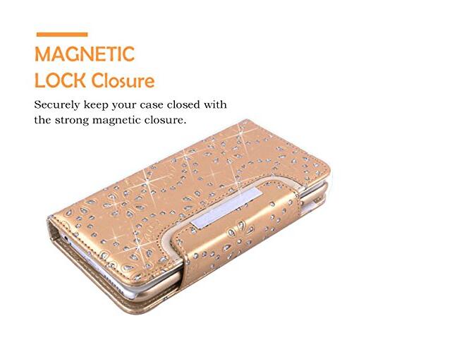 Galaxy s6 bling leather wallet case detachable