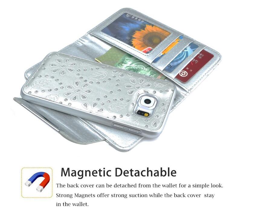 Galaxy s6 bling leather wallet case detachable Galaxy s6 bling leather wallet case detachable