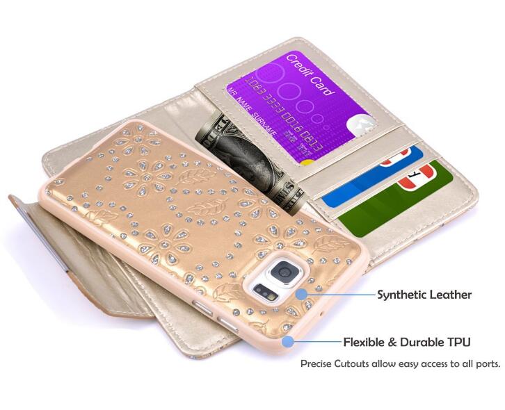 Galaxy s7 bling leather wallet case detachable Galaxy s7 bling leather wallet case detachable