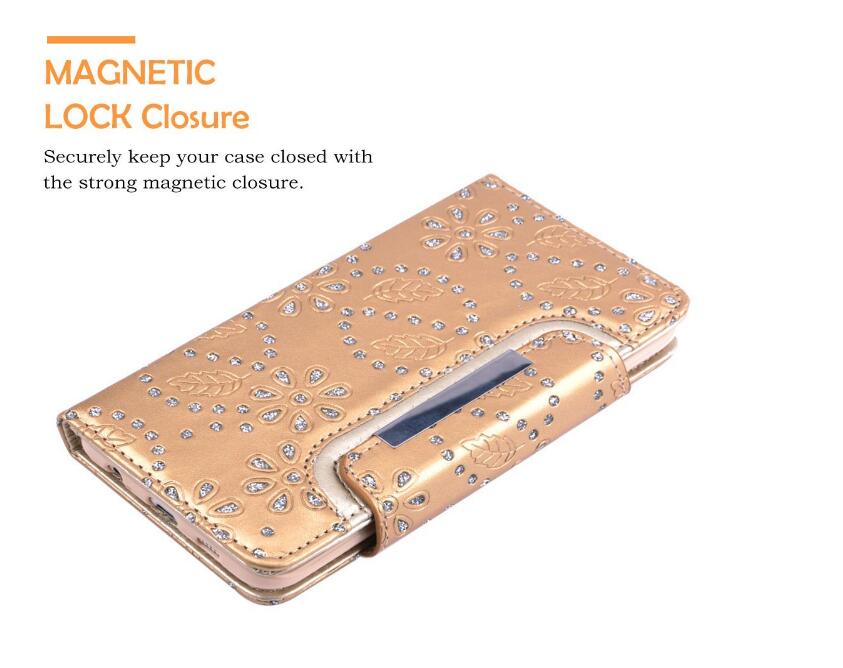 Galaxy s7 edge bling leather wallet case detachable