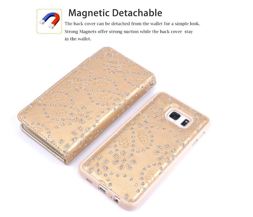Galaxy s7 edge bling leather wallet case detachable