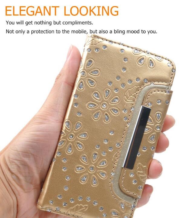 Galaxy s7 edge bling leather wallet case detachable