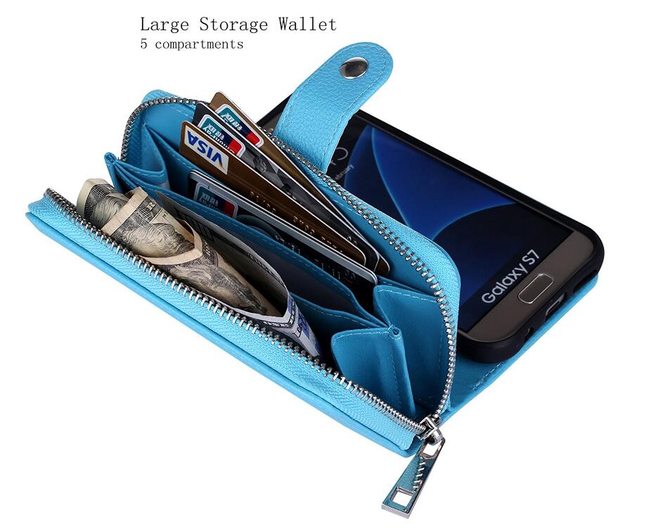 Galaxy S7 detachable full wallet leather case