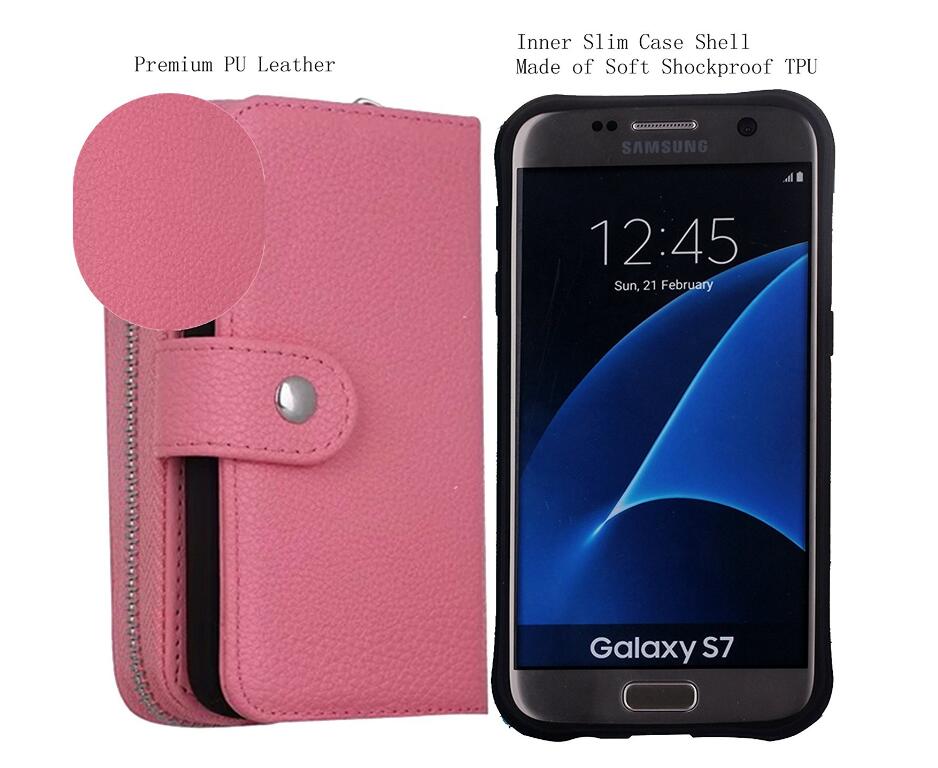 Galaxy S7 detachable full wallet leather case