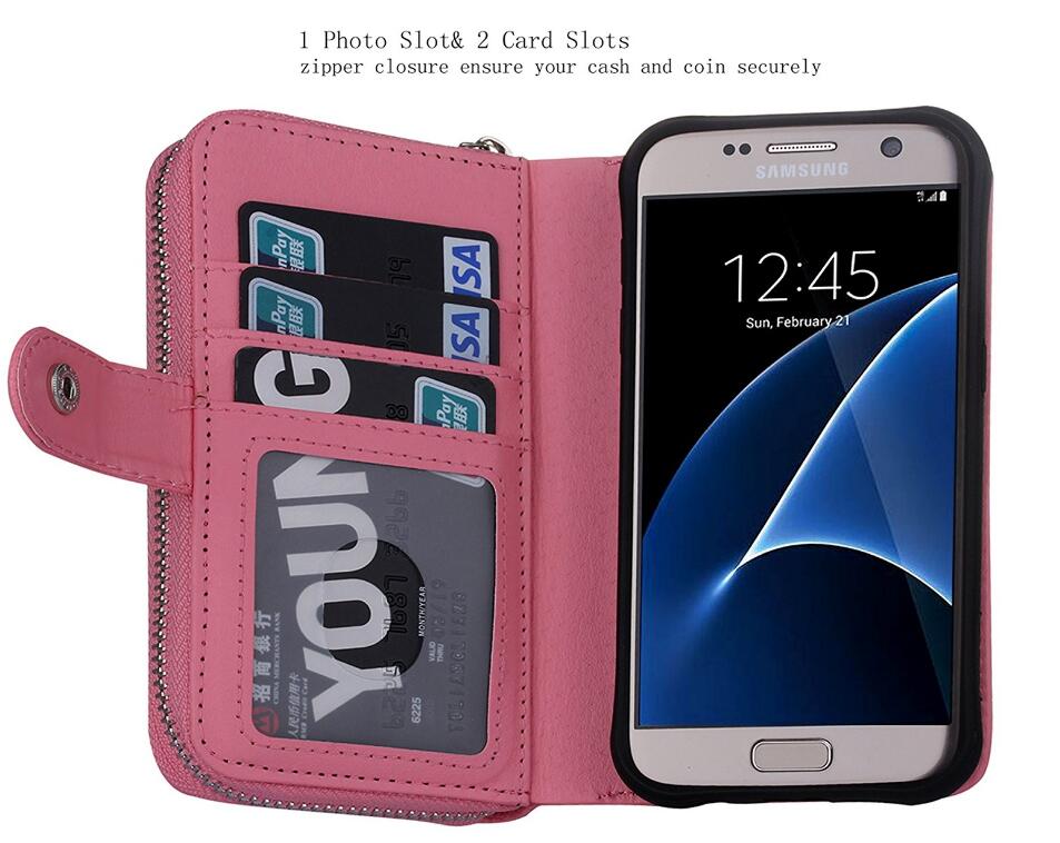 Galaxy S7 detachable full wallet leather case