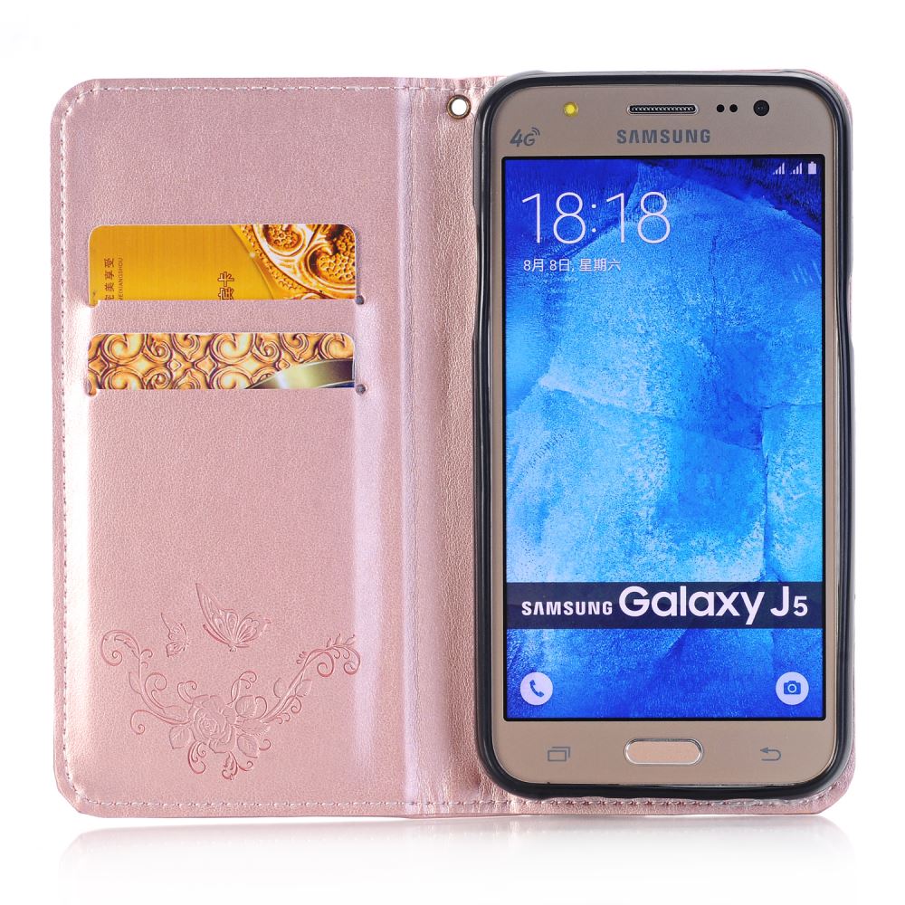 Galaxy J5 Premium Leather Embossing wallet Folio case