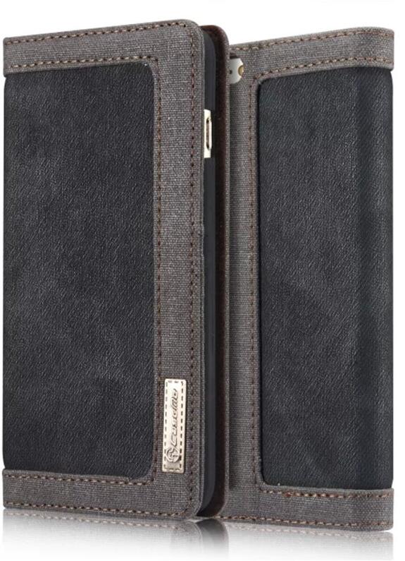 Iphone 7 contrast denim folio wallet case magnetic closure