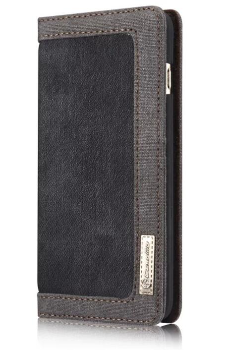 Iphone 7 contrast denim folio wallet case magnetic closure