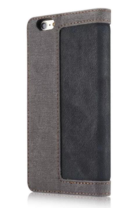 Iphone 7 contrast denim folio wallet case magnetic closure