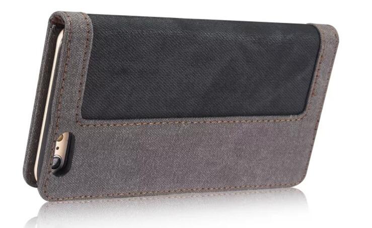 Iphone 7 contrast denim folio wallet case magnetic closure