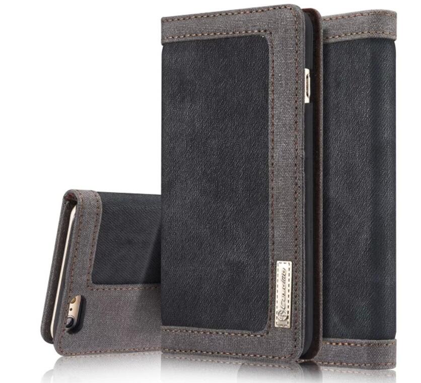 Iphone 7 contrast denim folio wallet case magnetic closure