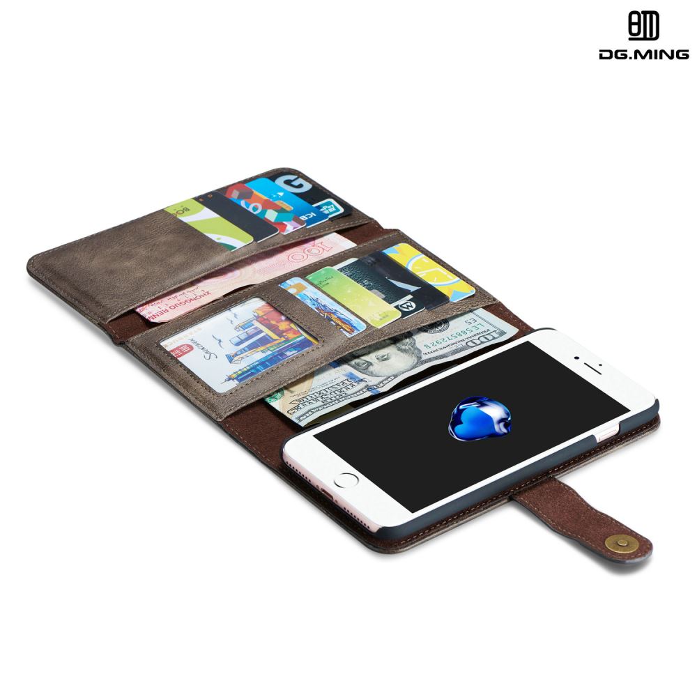 iPhone 7 plus case double wallet 12 cards leather detachable case