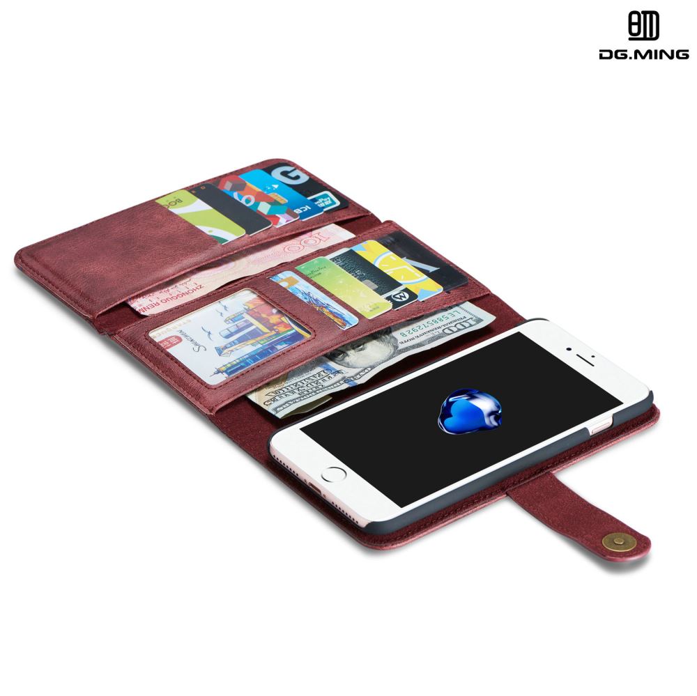 iPhone 7 plus case double wallet 12 cards leather detachable case