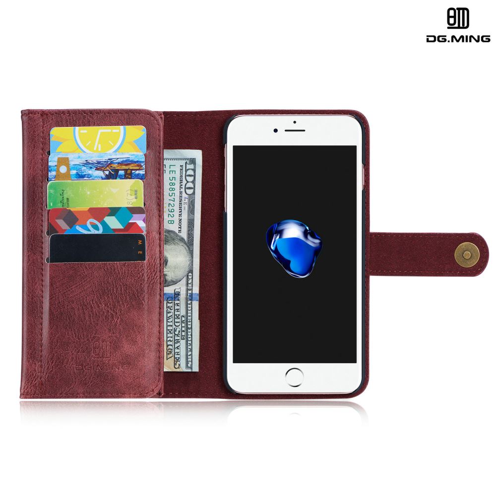 iPhone 7 plus case double wallet 12 cards leather detachable case