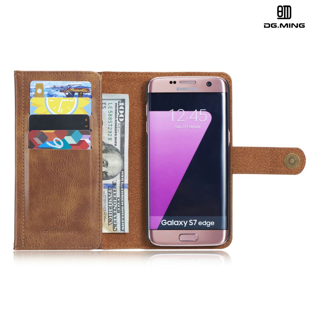 Sumsung Galaxy S7 edge case double wallet 12 cards leather detachable case
