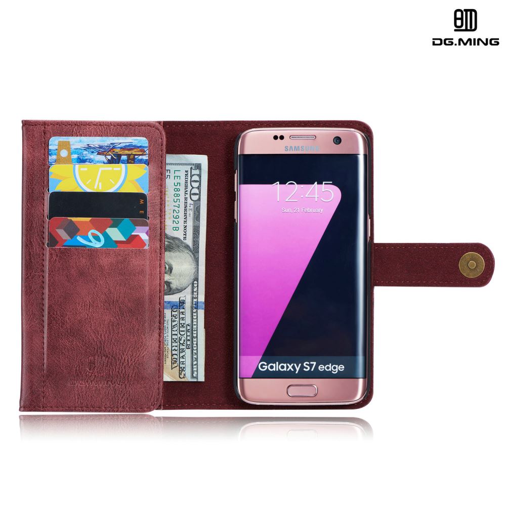 Sumsung Galaxy S7 edge case double wallet 12 cards leather detachable case