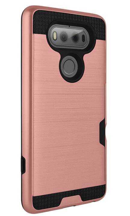 LG V20 impact proof hybrid case card clip Brushed Metal Texture LG V20 impact proof hybrid case card clip Brushed Metal Texture