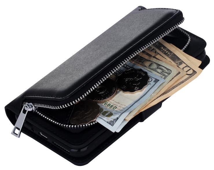 GALAXY S7 double wallet  Leather Zip case detachable