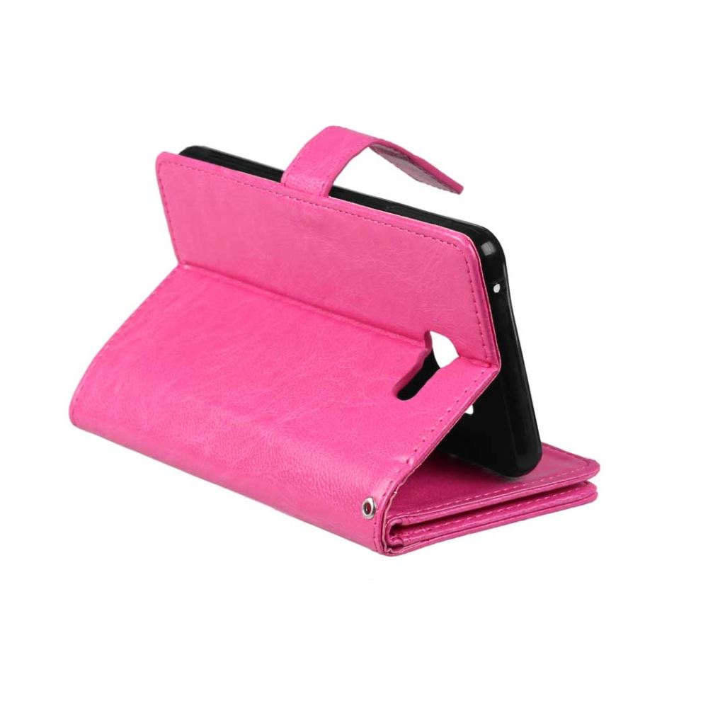 Galaxy A5 2016 Double Wallet Leather Case - Hot Pink