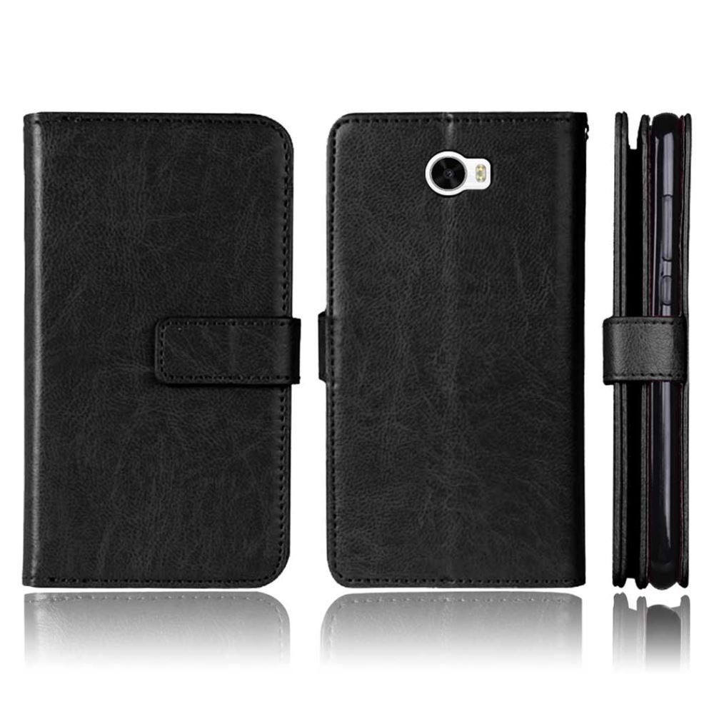 Huawei Y5 Ii Case Y6 Elite Double Wallet Leather Case - Black