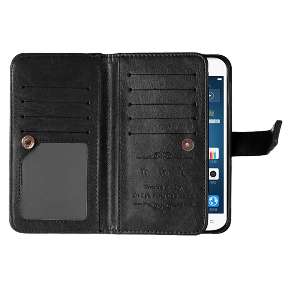 Huawei Y5 Ii Case Y6 Elite Double Wallet Leather Case - Black