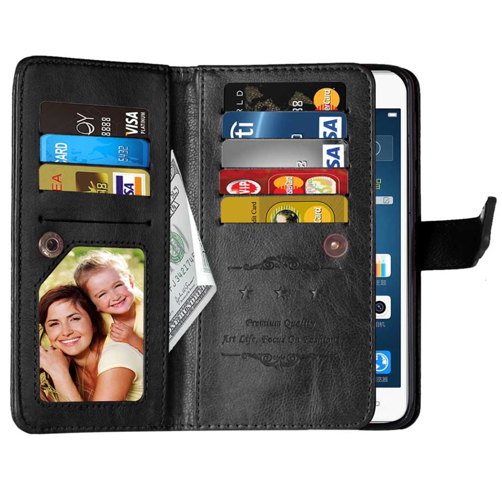 Moto G4 Plus Double Wallet Leather Case - Black