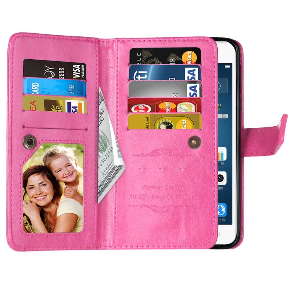Moto G4 Plus Double Wallet Leather Case - Hot Pink