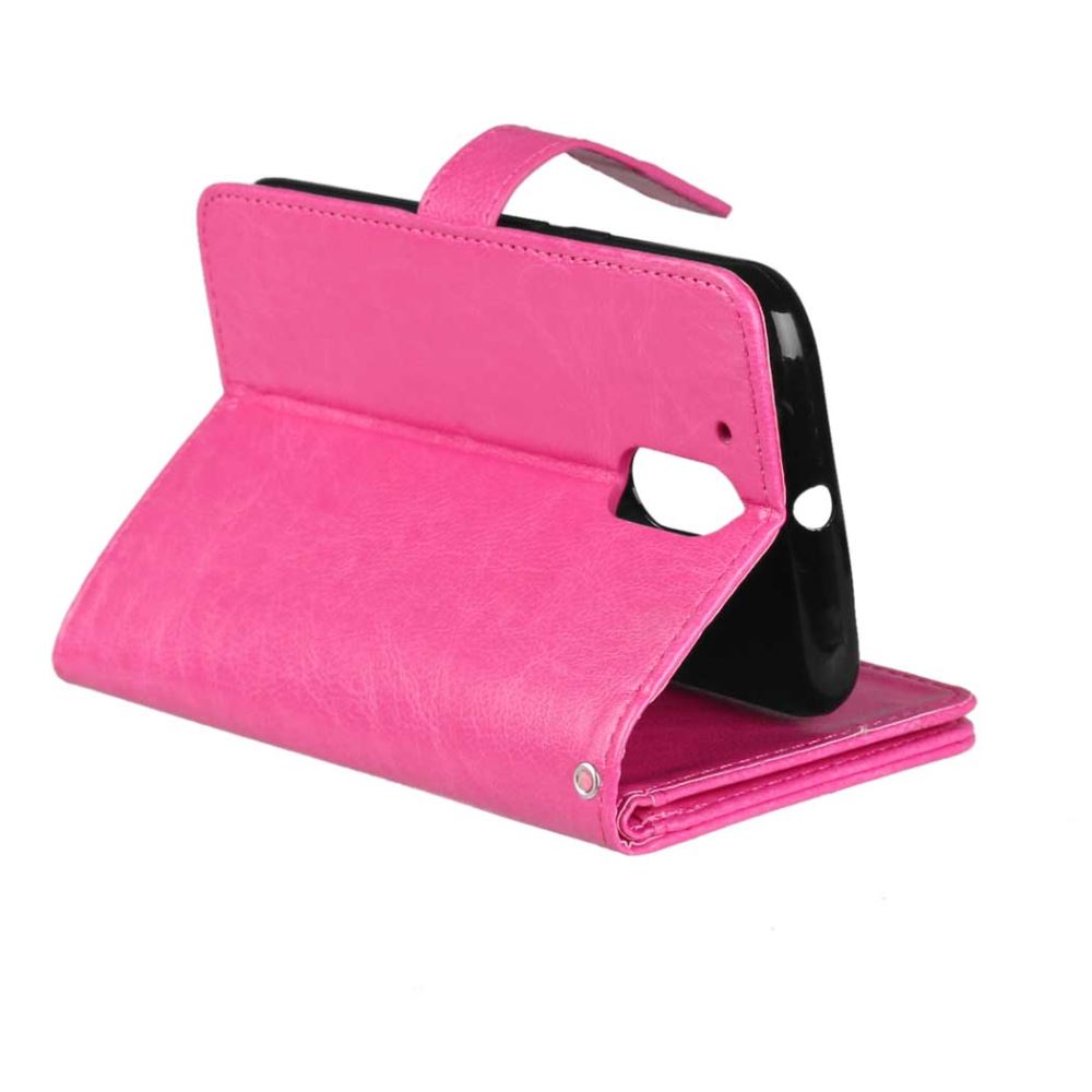 Moto G4 Plus Double Wallet Leather Case - Hot Pink
