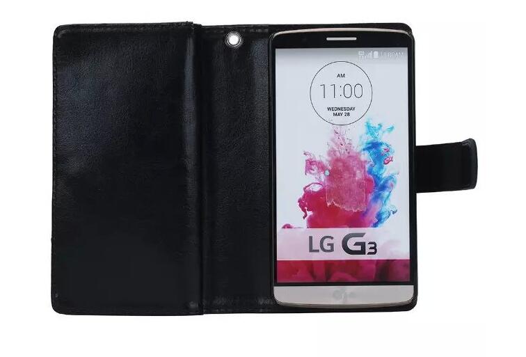 Lg G3 Double Wallet Leather Case - Black