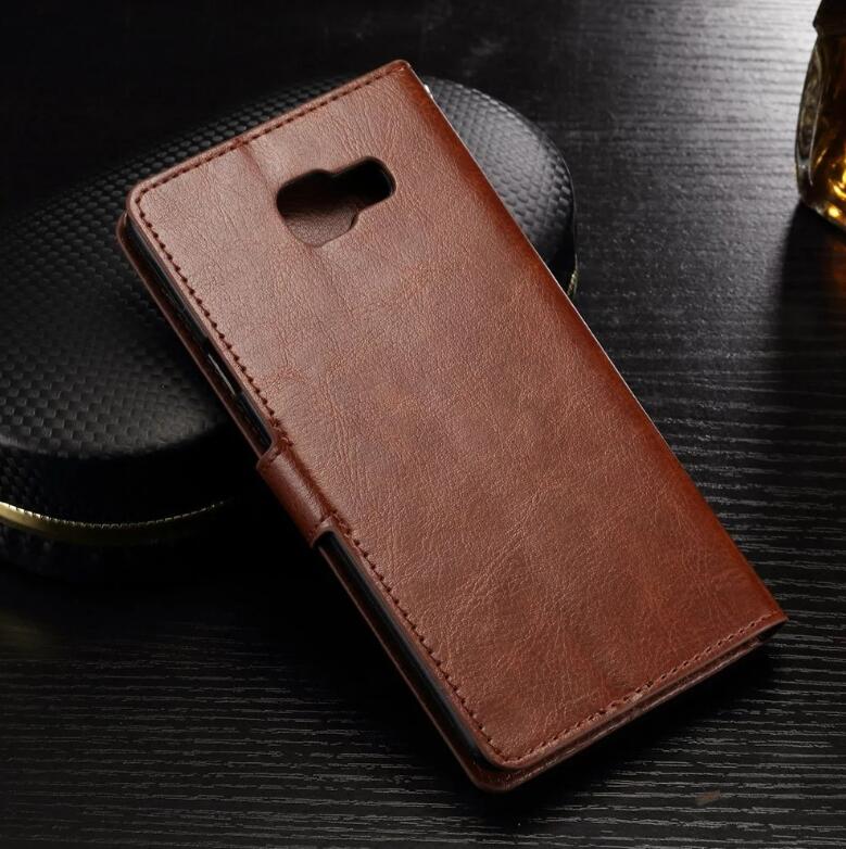 Galaxy J5 Prime Vintage Fine Leather Wallet Case - Brown